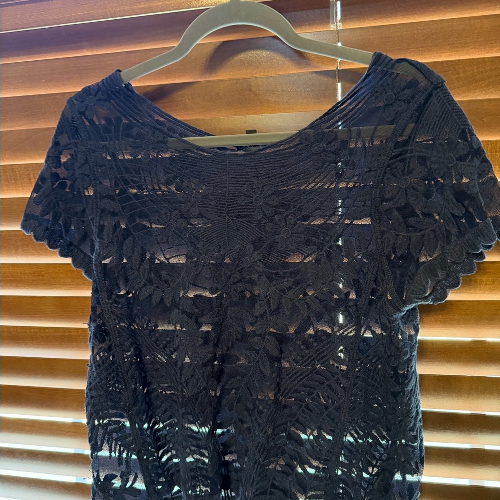Express Navy Blue Lace Blouse